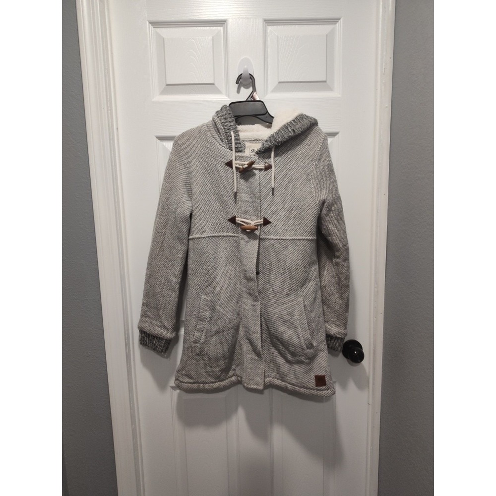 Rip Curl Penny Longline Fleece Lined Jacket Small Gray Hoodie Full Zip Cozy Warm